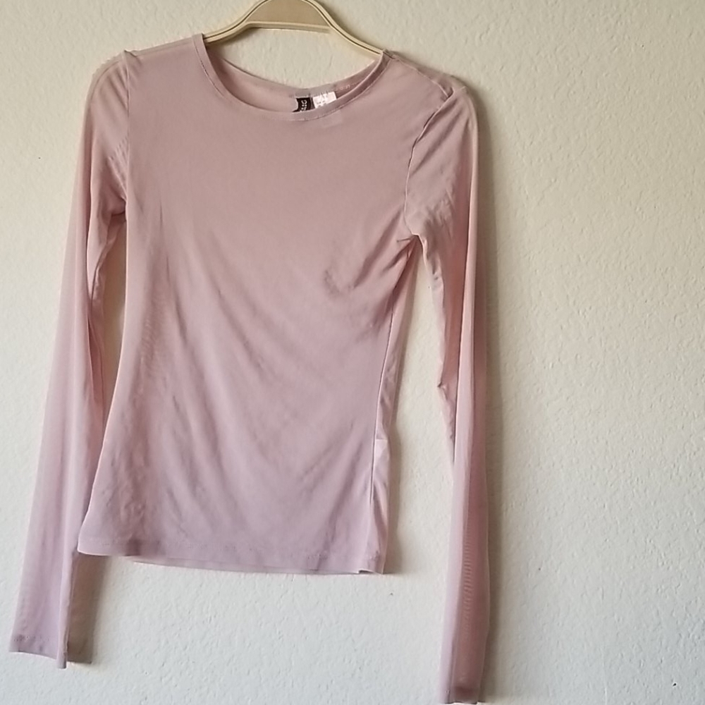 H&M Pink See-through Long sleeve Shirt Size XS